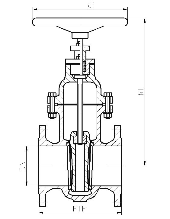 Flat gate valve with inside stem screw PN16 DN40-300