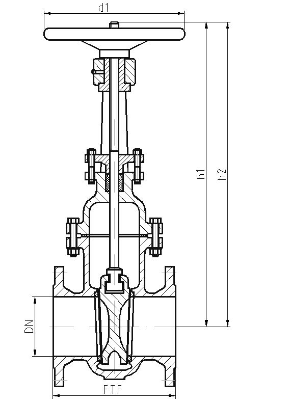 Flat gate valve with outside stem screw PN16 DN40-300